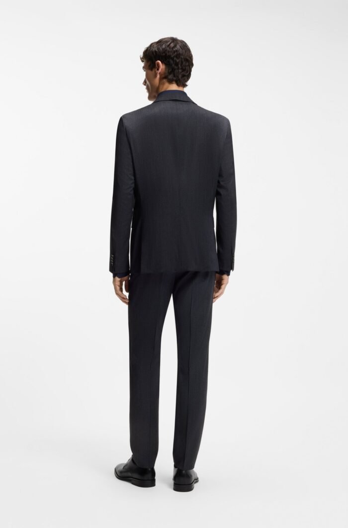 Slim-fit suit in a micro-patterned wool blend Dark Blue - Image 5
