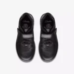 Fawn Lay Kid Black Leather Trainers Riptape School Shoes - Image 3