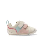 Clarks Tiny Oslo T Girls White Combi Pre Walker Shoe