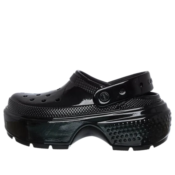 (WMNS) Crocs Stomp High Shine Clog 'Black' 209568-001 - Image 3