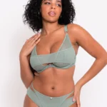 Peep Show Deep Plunge Bra Sage Green