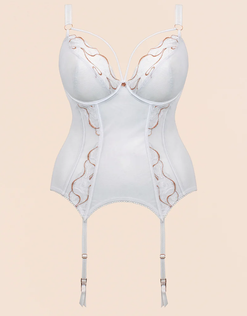 CU-BR-2327 (1) Fascinate Plunge Basque White - Image 1