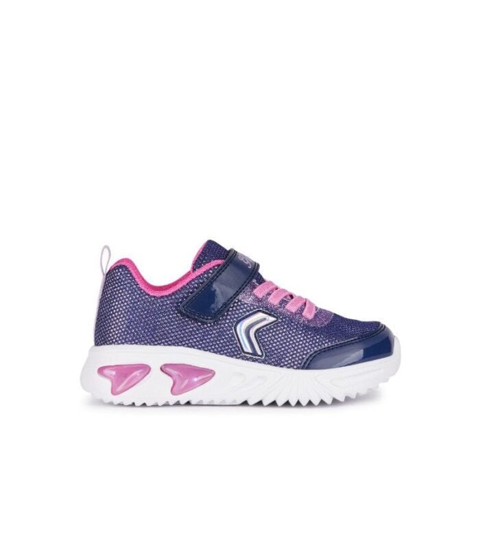 Geox Girls Purple Slip In Light Up Glitter Mesh Trainer Assister - J45E9A - Image 3