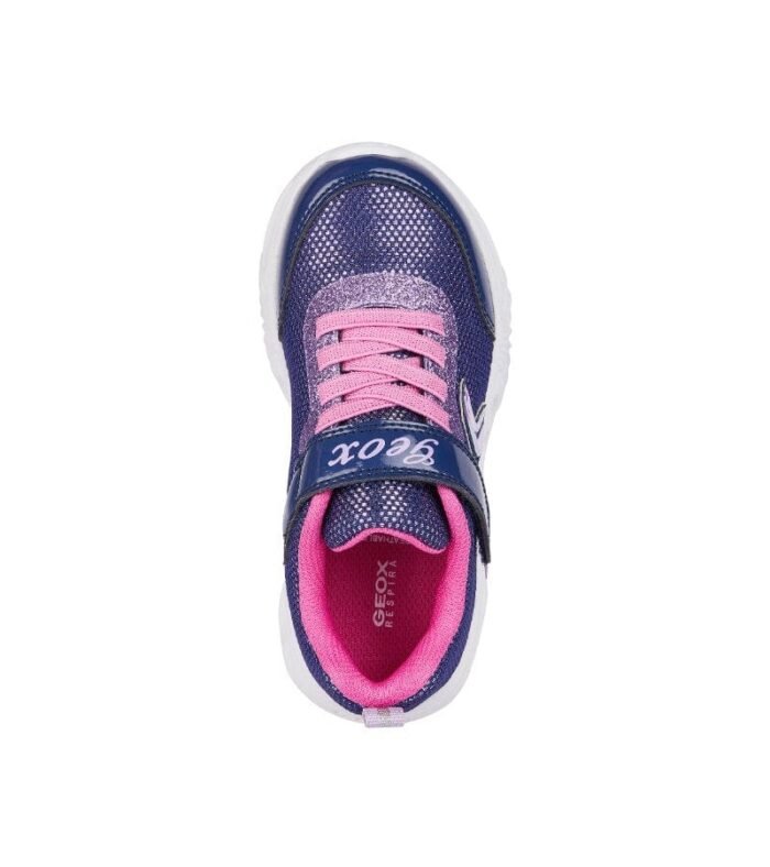 Geox Girls Purple Slip In Light Up Glitter Mesh Trainer Assister - J45E9A - Image 2