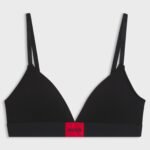 Stretch-cotton triangle bra with red logo