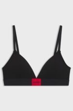 Stretch-cotton triangle bra with red logo