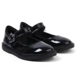 Girls Adlar Mary Jane Stardust Patent Leather School Shoe - Black