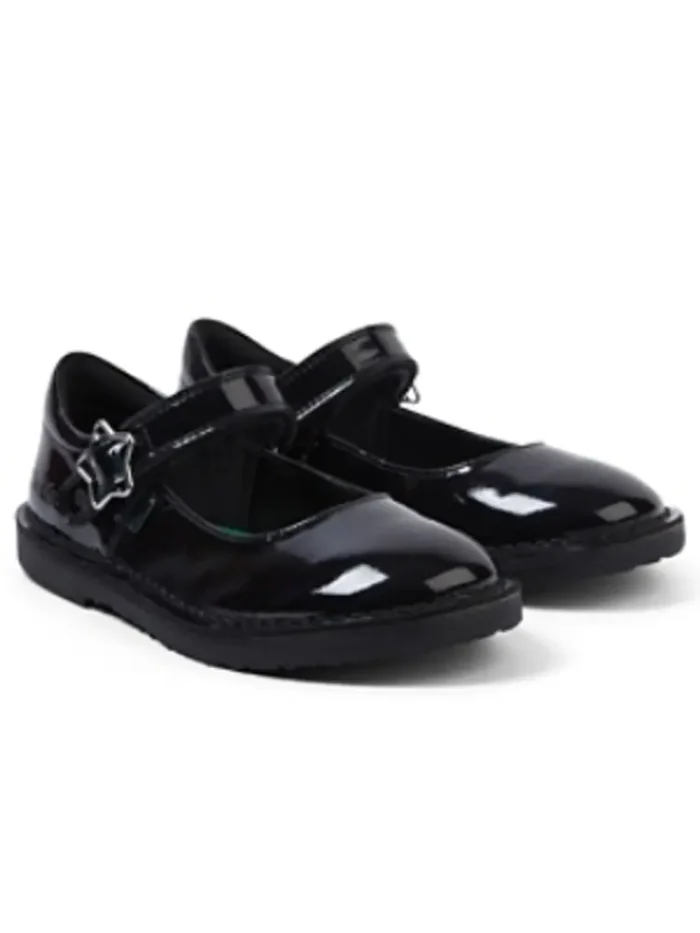 Girls Adlar Mary Jane Stardust Patent Leather School Shoe - Black - Image 3