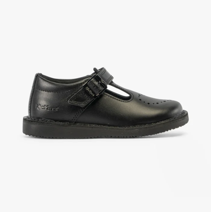 Kickers 117236 KOPI HEART T BAR Infant Girls School Shoes Black - Image 3
