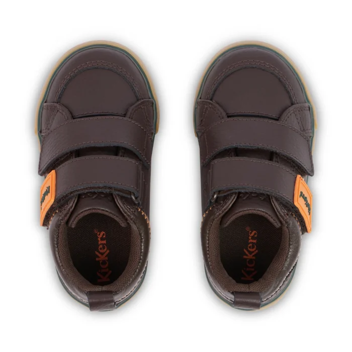Infant Boys Tovni Twin ZigZag Trainers Leather Brown - Image 6