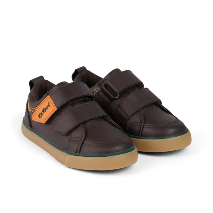 Infant Boys Tovni Twin ZigZag Trainers Leather Brown - Image 5
