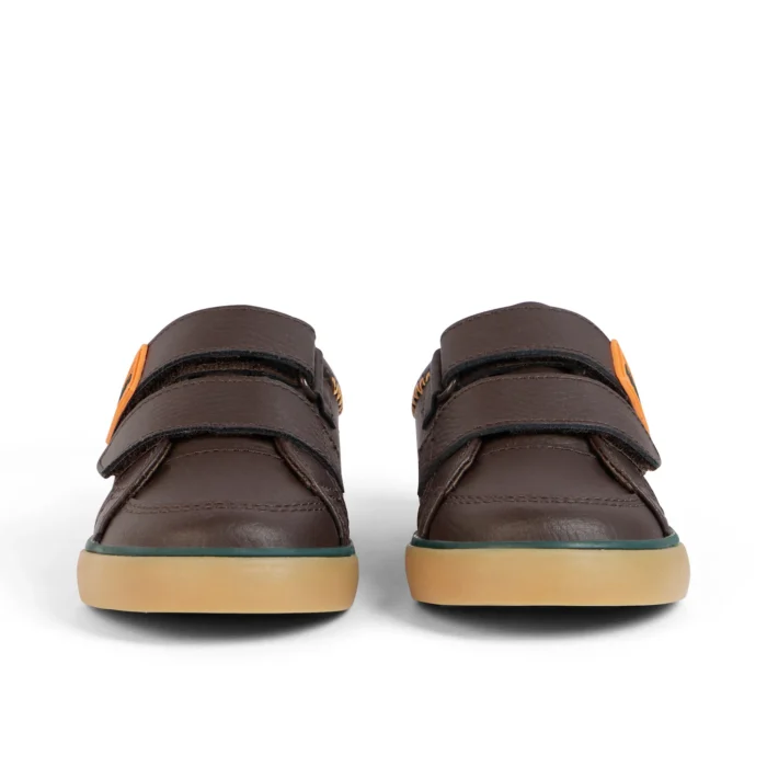 Infant Boys Tovni Twin ZigZag Trainers Leather Brown - Image 4