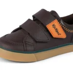 Infant Boys Tovni Twin ZigZag Trainers Leather Brown - Image 2