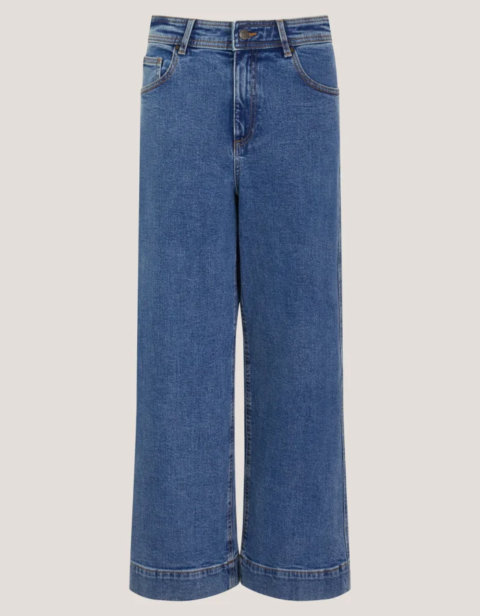 Hallie Regular Crop Wide Leg Jeans Blue - Image 4