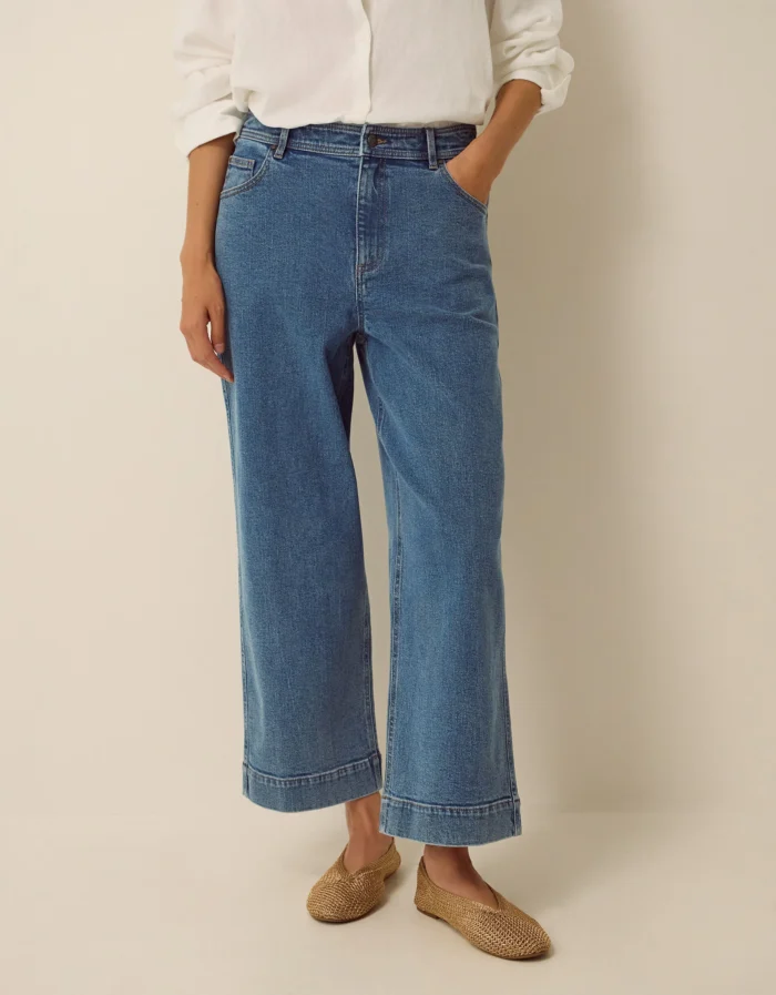 Hallie Regular Crop Wide Leg Jeans Blue - Image 2
