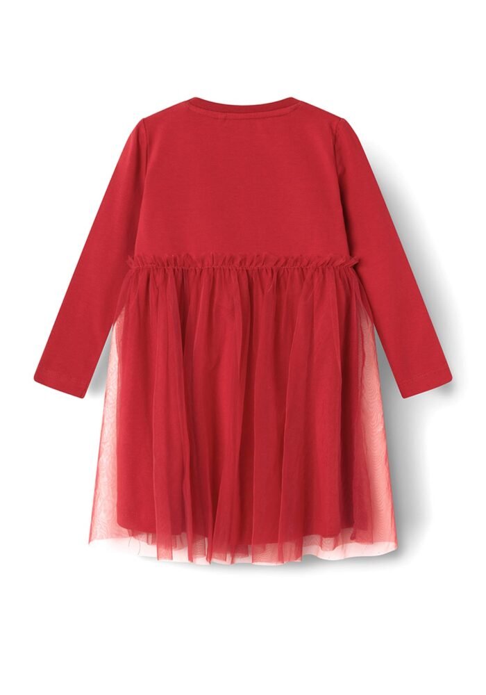 Name It Mini Girl Rjul Long Sleeve Reindeer Dress, Jester Red - Image 2