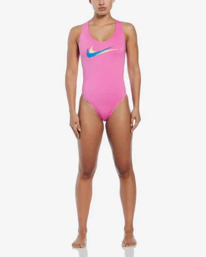 Nike Swim Multi Logo Pink Blue Women's Swimsuit - Image 2