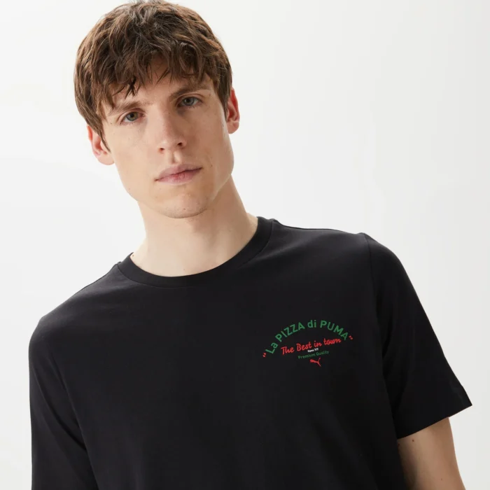 Puma Graphics Pizza Men's Black T-Shirt - Image 3