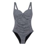 Women's Sakari Tummy Control Costume | Navy White Seeksucker Stripe