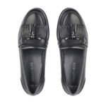 Black leather slip-on school shoes