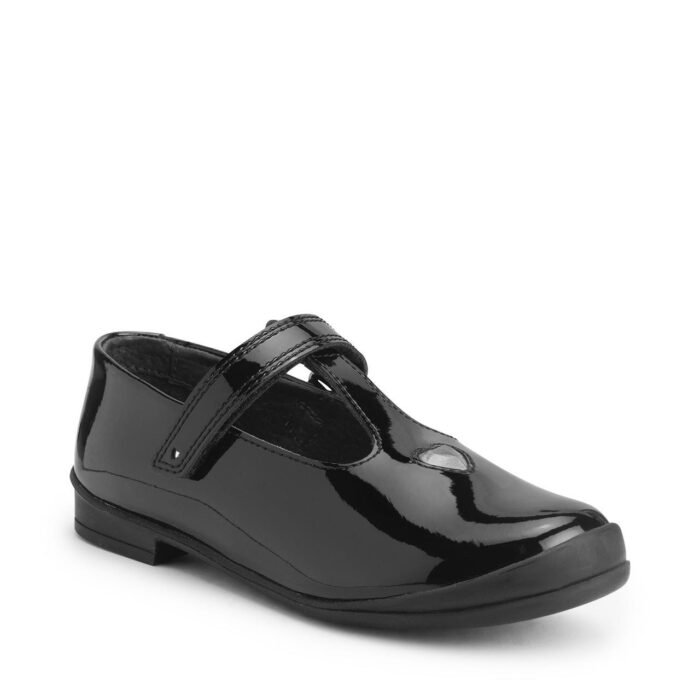 Black patent girls rip-tape T-bar school shoes - Image 2