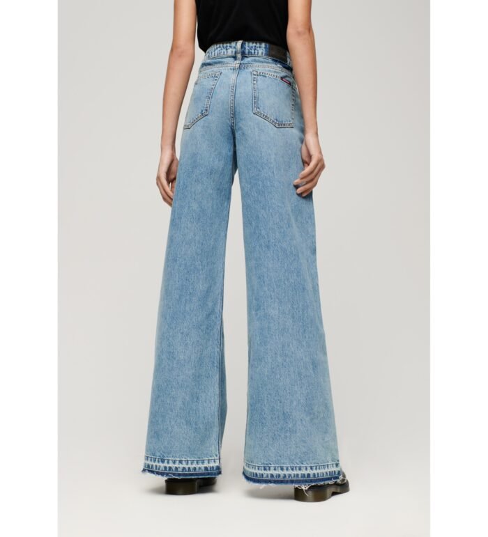 FLARED JEANS WITH WIDE LEG AND RAW HEMS BLUE - Image 4