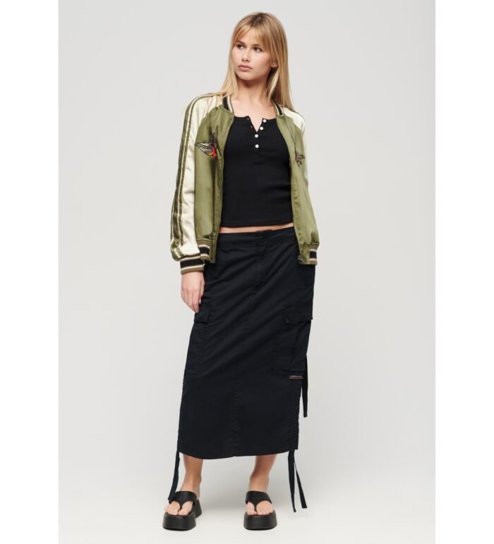BLACK MIDI MILITARY SKIRT - Image 5