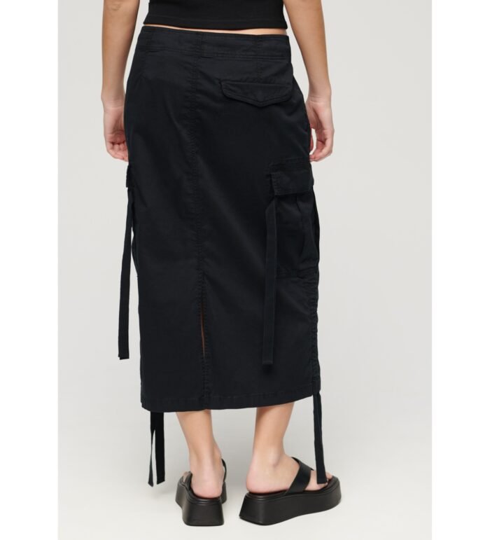 BLACK MIDI MILITARY SKIRT - Image 4