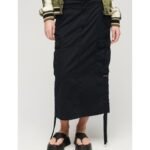 BLACK MIDI MILITARY SKIRT