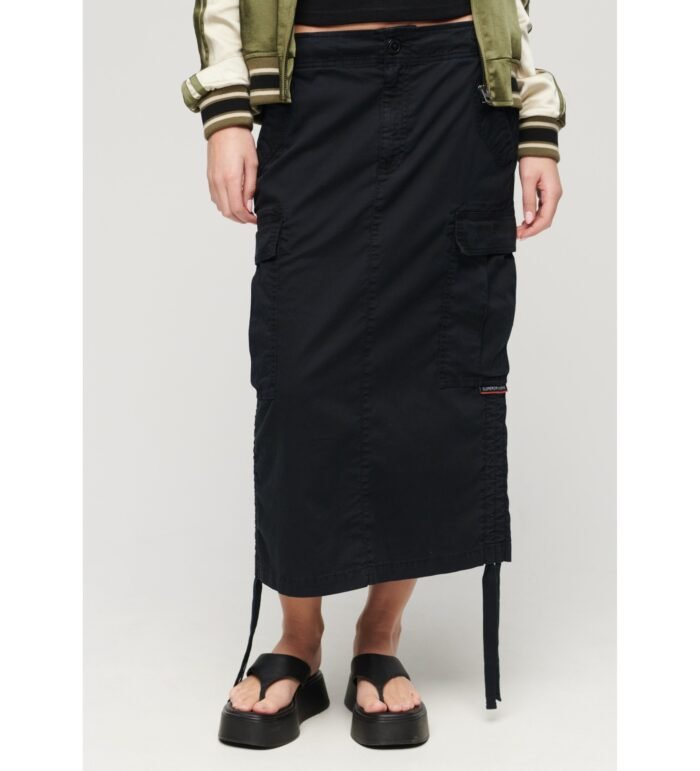 BLACK MIDI MILITARY SKIRT - Image 3