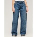 BLUE MEDIUM-WAISTED, WIDE-LEG JEANS