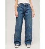 BLUE MEDIUM-WAISTED, WIDE-LEG JEANS