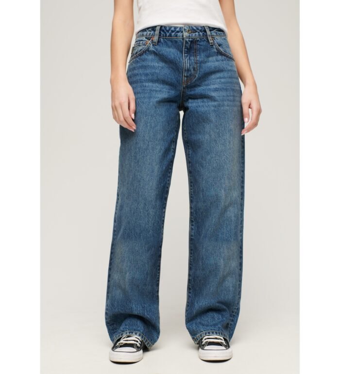 BLUE MEDIUM-WAISTED, WIDE-LEG JEANS - Image 4