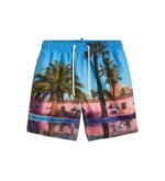 PHOTO PRINT SWIMMING COSTUME IN BLUE RECYCLED MATERIAL