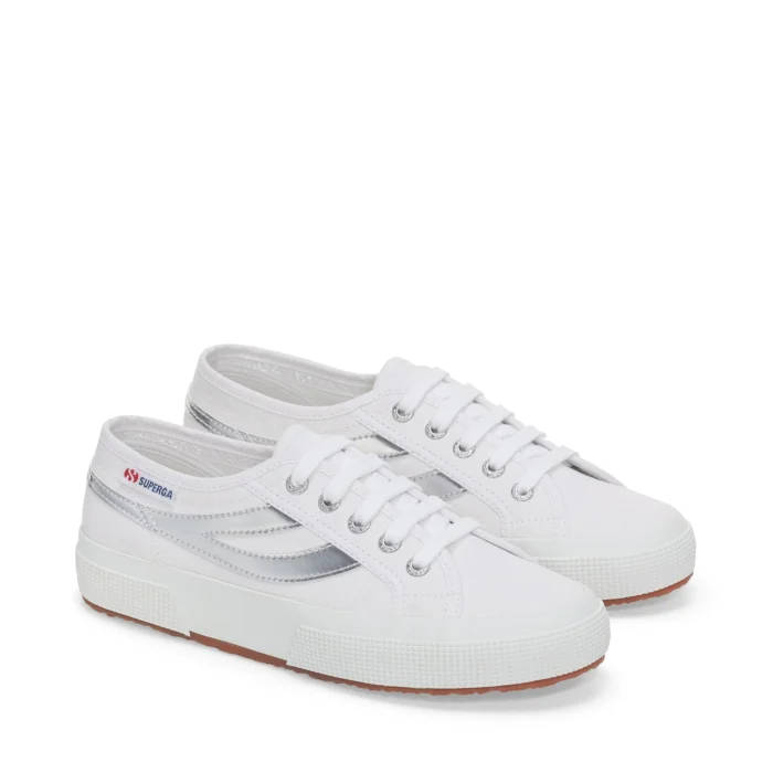 2953 Swallow Tail Mirror Faux Leather Women's White-Silver Low-Top Sneaker - S8133TW-A4W-SP - Image 2