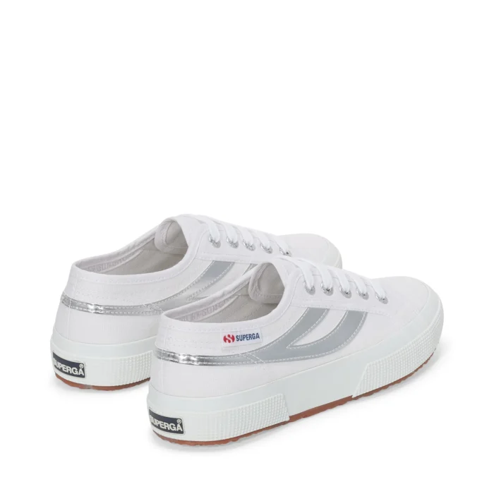 2953 Swallow Tail Mirror Faux Leather Women's White-Silver Low-Top Sneaker - S8133TW-A4W-SP - Image 3