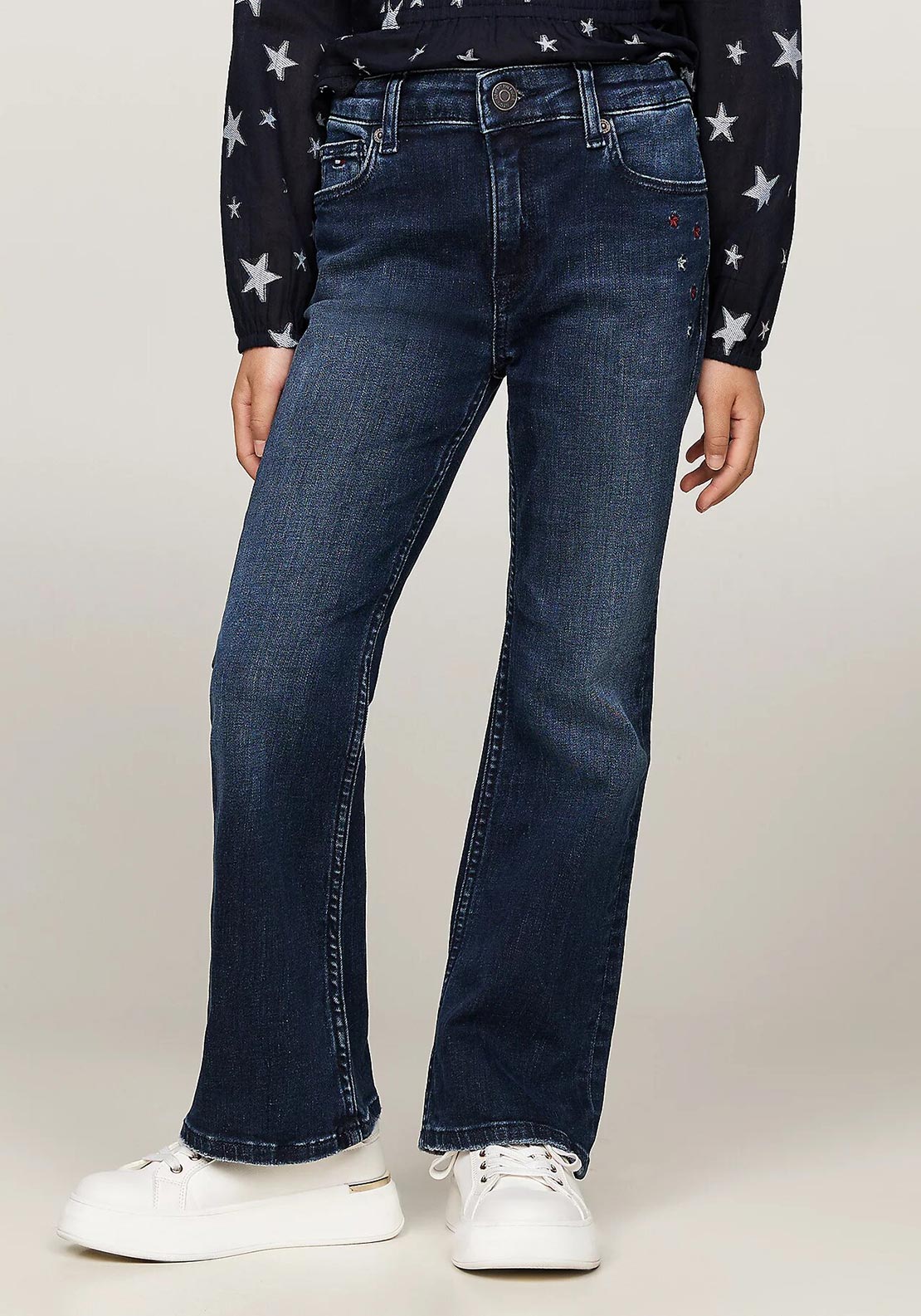 TO-PA-0851 (1) Tommy Hilfiger Girls Star Bootcut Denim Jean, Blue - Image 1