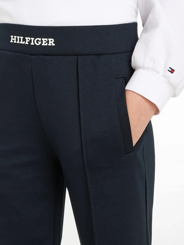 Tommy Hilfiger Monotype-Dark Blue Wide Leg Trousers - Image 5