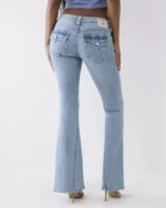 True Religion Joey Low Rise Flare Flap jeans in Peak Spot wash - Image 3