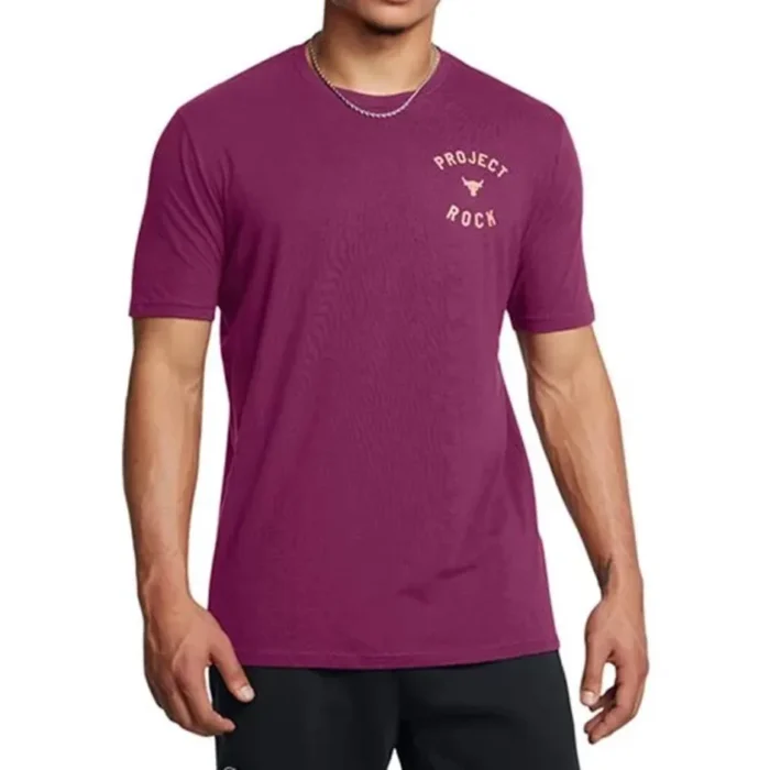Men's Short Sleeve Training T-Shirt Purple - Under Armour Project Rock 7 - Image 3