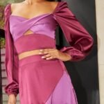Chi Chi London Women's Long Sleeve Cut Out Twist Detail Satin Top Blouse