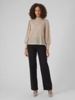 VERO MODA Vmbecca Jrs Haut en Dentelle À Col Haut Chemisier à manches longues Femme (lot de 1) - Image 2