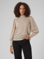 VERO MODA Vmbecca Jrs Haut en Dentelle À Col Haut Chemisier à manches longues Femme (lot de 1) - Image 4
