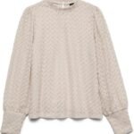 VERO MODA Vmbecca Jrs Haut en Dentelle À Col Haut Chemisier à manches longues Femme (lot de 1)