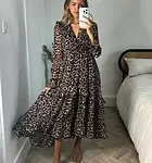 Animal Print Midi Dress - Multi