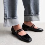 Black Double Strap Ballet Pumps