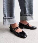 Black Double Strap Ballet Pumps