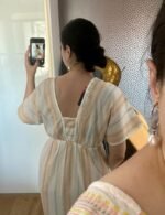 Summer maxi dress with embroidery, 100% cotton, tied at the waist, kimono sleeves - Image 4