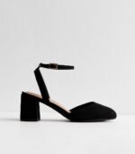 Wide Fit Black Closed Toe Heeled Sandals