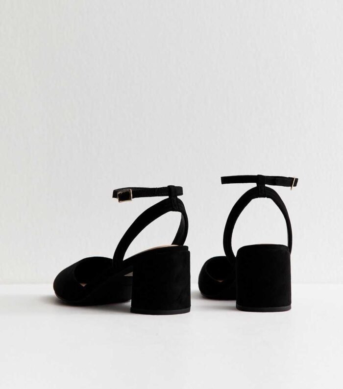 Wide Fit Black Closed Toe Heeled Sandals - Image 2